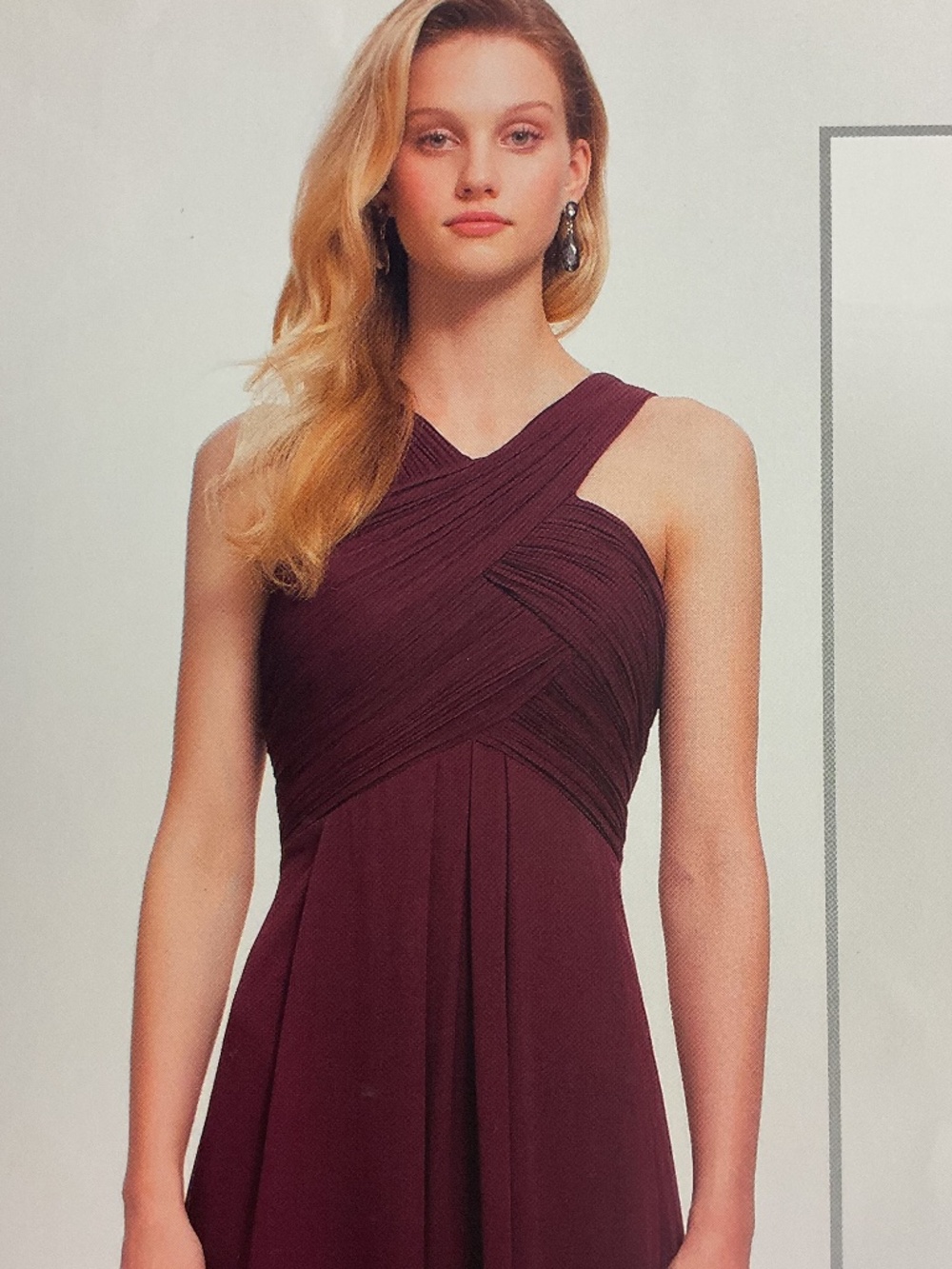 NWT BILL LEVKOFF WINE CHIFFON GOWN SIZE 10